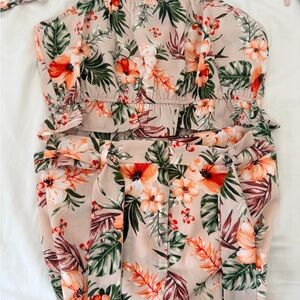 Paper Crane Tropical Floral Dress - Orange and Green